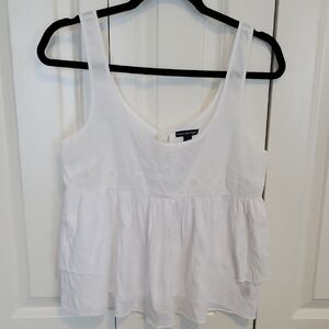AE White Sleeveless Peasant Tank Top